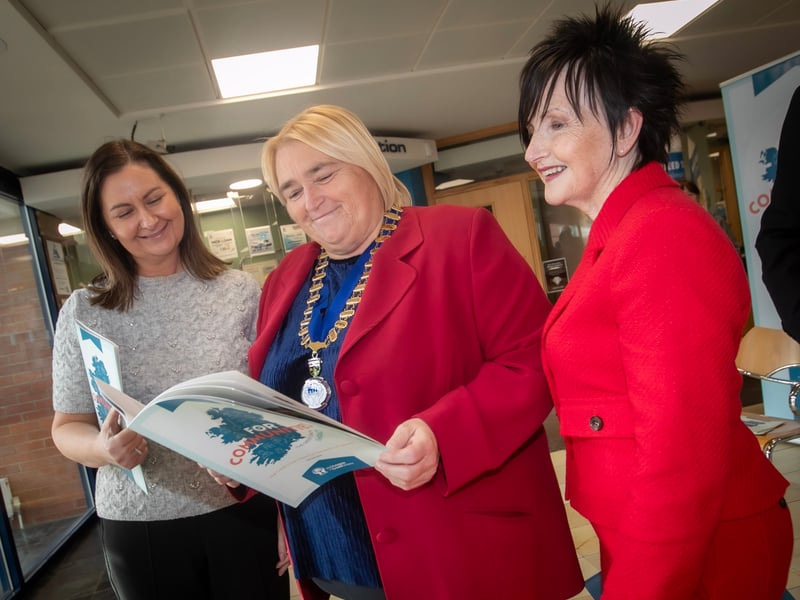 Looking over the new 'Community Impact Report for Credit Unions' on Thursday are Roisin O'Reilly, CEO, Waterside Credit Union, Delma Boggs, President, Derry Credit Union and Patricia Doherty, Vice President, Irish League of Credit Unions.