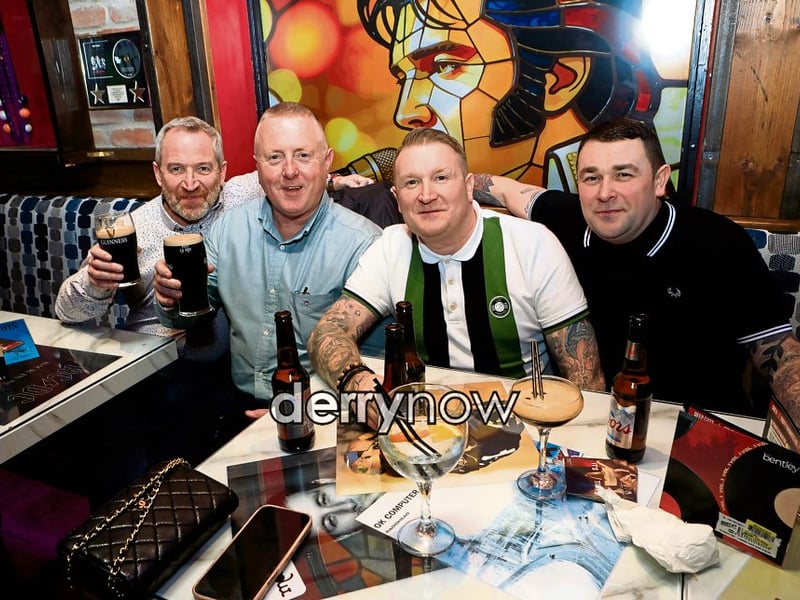 Ruairi Breslin, joint proprietor in the new look Bentley, with from left, Patrick (PM Lighting), Kevin and on right Declan.