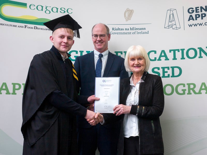 Darragh Sloane, Co. Kildare, awarded a Higher Certificate in Horticulture (NFQ Level 6) College of Horticulture Teagasc – National Botanic Gardens