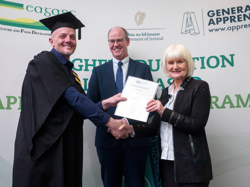 Mario Bockovac, Co. Kildare, awarded a Higher Certificate in Horticulture (NFQ Level 6) College of Horticulture Teagasc – National Botanic Gardens