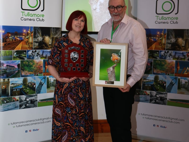Marie Kearns and Tullamore Camera Club Chairperson, Cliff Webb 