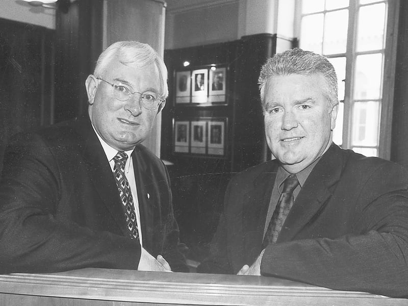 Use the Next > above or below to go through the gallery Caption: New role for local Credit Union man: Ballyleague's Gerry Thompson pictured here with Junior Minister Noel Treacy who has been appointed to the Credit Union Advisory committee