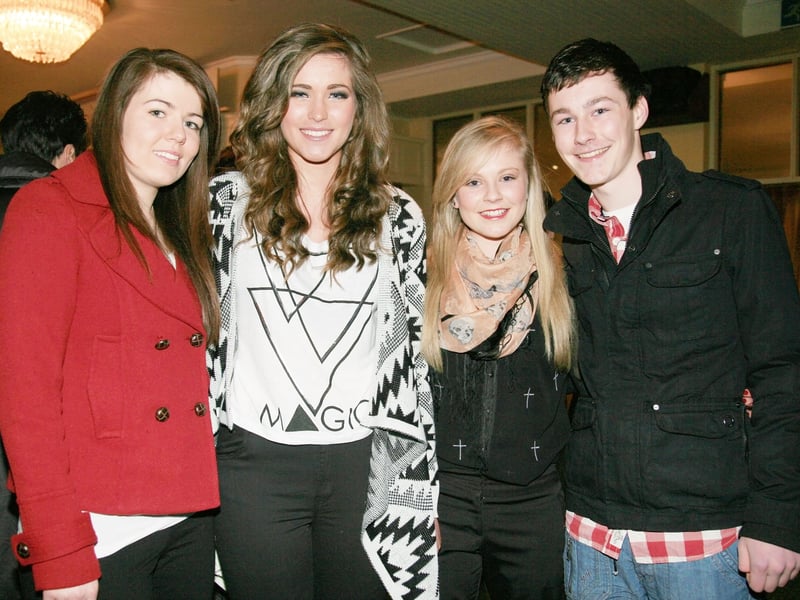 Caption: Down Memory Lane: Shauna Kenny, Rachel Donnelly, Aoife Jones and John Mulhern at the 2013 St Joseph's Care Centre Fashion Show Picture: Shelley Corcoran