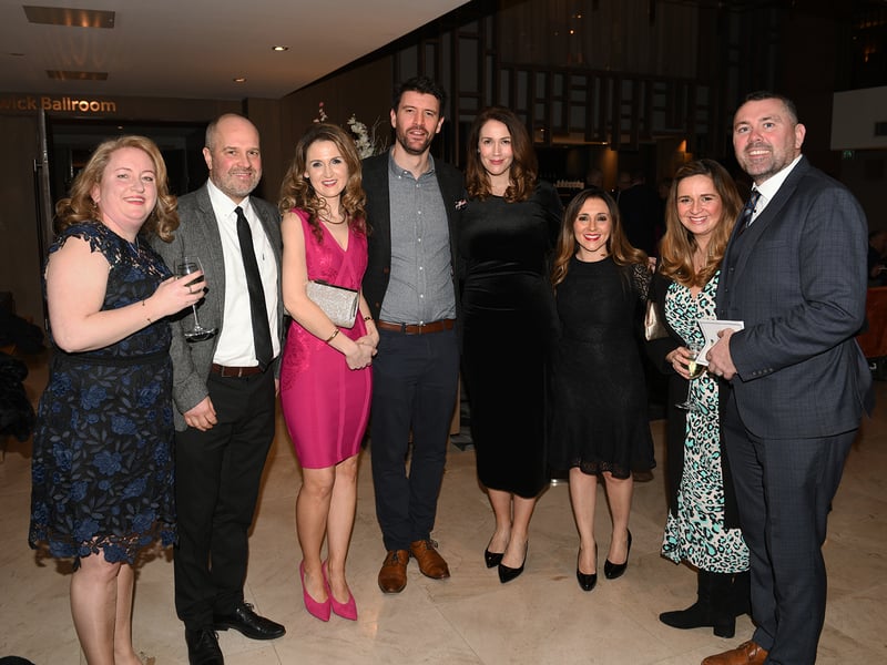 Caption: Enjoying the 67th Longford Association in London dinner dance in the Clayton Hotel, Chiswick last Saturday were l to r; Claire Reilly (Drumlish), Gerry Stockwell, Yvonne Healy (Ballinalee), Frankie Gill (Drumlish), Lora McCann (Drumlish), Adele Hoyne (Granard), Catherine Stockwell and Ciaran McGann (Kenagh). Picture: Malcolm McNally Photography