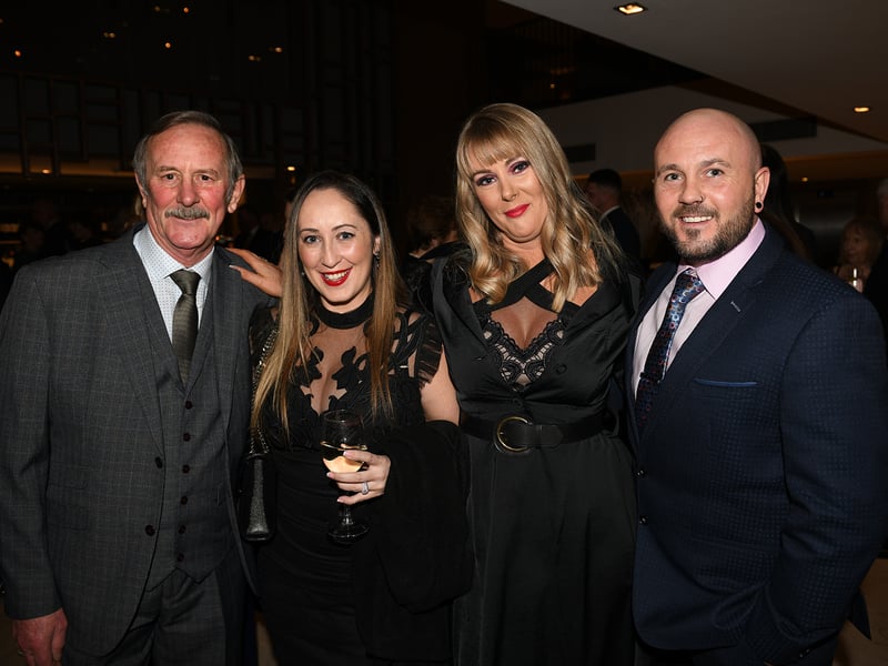 Caption: Michael Masterson (Lanesboro), Claire Masterson, Caitriona O’Reilly and Henry Masterson (Lanesboro) at the 67th Longford Association in London dinner dance in the Clayton Hotel, Chiswick last Saturday night. Picture: Malcolm McNally Photography