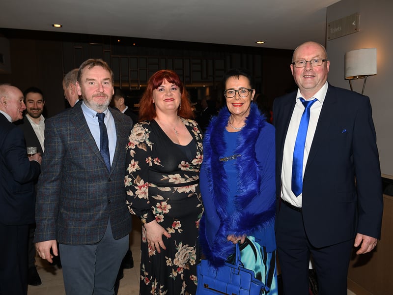 Caption: Ronan Glennon from Roscommon and Claire Glennon and Teresa and John Costello from (Lanesboro) at the 67th Longford Association in London dinner dance in the Clayton Hotel, Chiswick last Saturday night. Picture: Malcolm McNally Photography