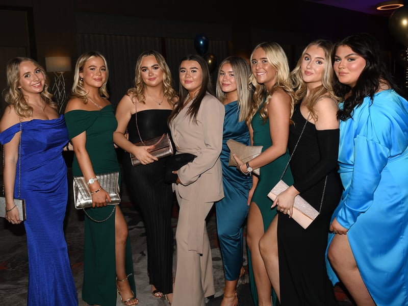 Caption: Over 200 people attended the 67th Longford Association in London dinner dance which took place at the Clayton Hotel Chiswick in West London on Saturday, February 4. Among the guests were a large contingent who travelled from Longford and Dublin, including Longford County Council Cathaoirleach Cllr Turlough McGovern. Also in attendance was Sean Connolly from the Embassy of Ireland, accompanied by his wife Frances.Music was provided by the popular Barry Owen and his band and the night was a great success. Enjoying the occasion were l to r; Ciara Harris, Roisin Horohoe (Lanesboro), Shannon McDyre, Erin May Horan, Kate Treacy, Grace McInerney, Mary Kate Padian and Louise Morahan from Acorn Estate Agents in Colindale. Pictures: Malcolm McNally Photography