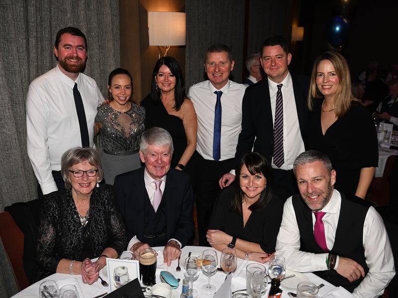Caption: Mary and Noel Early (Ballinalee) are seated left with their family. Picture: Malcolm McNally Photography
