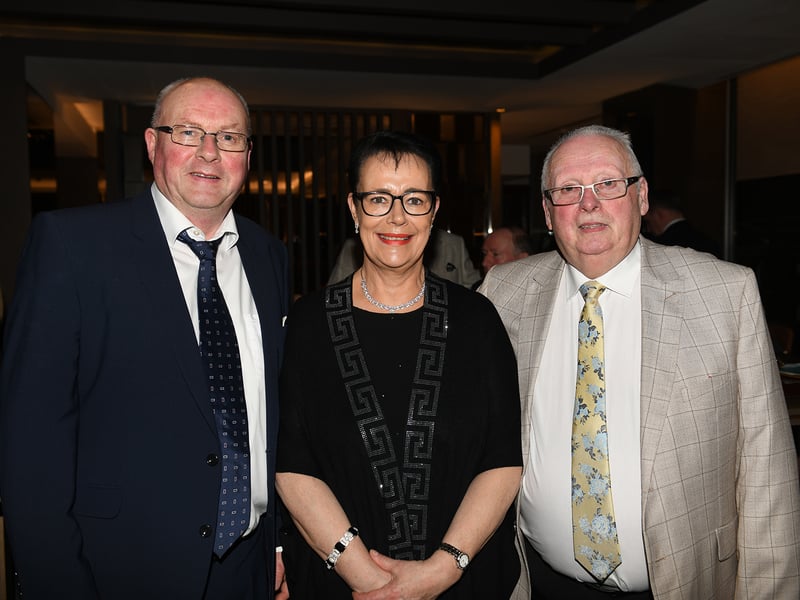 Caption: Teresa and John Costello (Lanesboro) and Brendan Devaney (Ballinalee) at the 68th annual Longford Association London dinner and dance in  the Clayton Hotel Chiswick in West London on Saturday, February 3 Picture: Malcom McNally Photography 