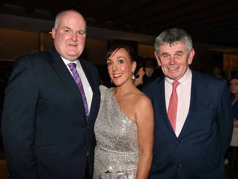 Caption: Joe Flaherty TD for Longford-Westmeath and his wife Niamh Donlon and Martin Skelly (Newtowncashel) at the 68th annual Longford Association London dinner and dance in  the Clayton Hotel Chiswick in West London on Saturday, February 3 Picture: Malcom McNally Photography 