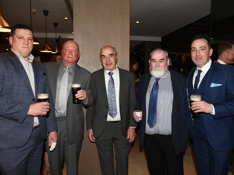 Caption: David and Paul Rogers, Tom Campbell, Aiden McManus and Francis Campbell all from Drumlish enjoying the 68th annual Longford Association London dinner and dance in  the Clayton Hotel Chiswick in West London on Saturday, February 3 Picture: Malcom McNally Photography 