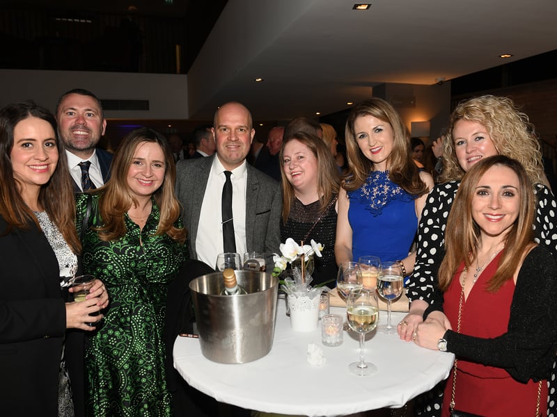 Caption: Natalie Fahey, Ciaran McGann (Kenagh), Catherine and Gary Stockwell, Claire Reilly, Yvonne Healy (Ballinalee), Michelle O’Sullivan and Adele Hoyne enjoying the 68th annual Longford Association London dinner and dance in  the Clayton Hotel Chiswick in West London on Saturday, February 3 Picture: Malcom McNally Photography 
