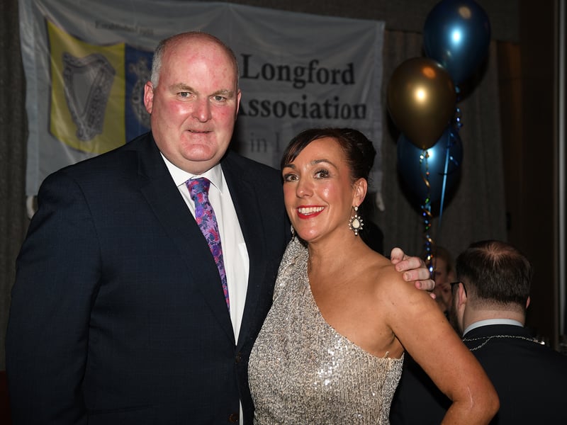 Caption: Joe Flaherty TD for Longford-Westmeath and his wife Niamh Donlon at the 68th annual Longford Association London dinner and dance in  the Clayton Hotel Chiswick in West London on Saturday, February 3 Picture: Malcom McNally Photography