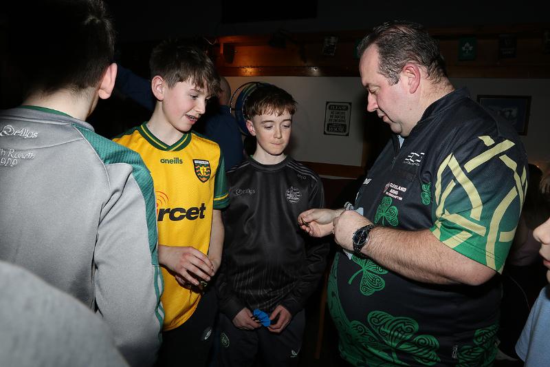 A fantastic night of darts was enjoyed with the History Maker Brendan Dolan in Seán Óg’s in Ballyshannon. Click on the arrows to see Thomas Gallagher's photos of the evening: The event was a fundraiser for Aodh Ruadh Bord na nÓg.  A spokesperson for Aodh Ruadh said: “What a night we had in Seán Óg's Ballyshannon in aid of Bord na nÓg. It was a huge success, and a real night to remember!  READ NEXT: In Pictures - Precious memories of Mountcharles relived at nostalgic cinema night “We have a lot of thank yous to get through, so sit tight! Many thanks to Brendan Dolan, who was a gentleman. Thanks also to Maurice McLaughlin, who once again organised a brilliant night of entertainment.  “Big thanks to Sean McGee and Donagh McInerney who marked and called the throws all night.  READ NEXT: Flashback - A fabulous selection of photos from the Donegal Democrat 1995 archive “Thanks to all the throwers, and everybody who sponsored them. Thanks to all the sponsors of our many raffle prizes, and all those who bought raffle tickets, on the night and through Revolut. Thanks to our raffle sellers and everybody else that promoted and helped on the night.”