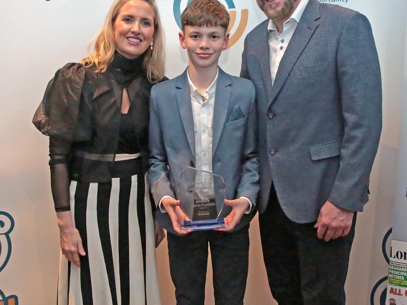 CAPTION: Caroline, Andrew (Athletics award winner) and John Fitzpatrick at the Longford Leader Sports Awards 2025, in association with Longford Sports Partnership Picture: Shelley Corcoran