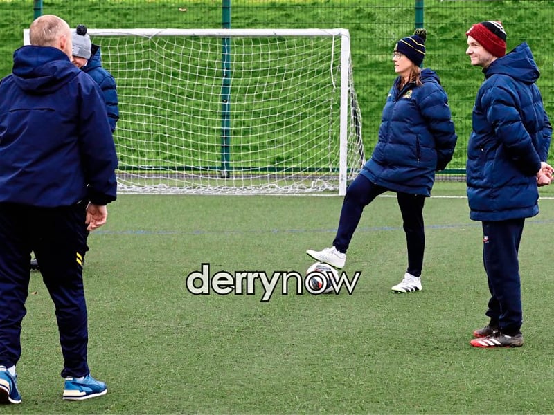 Don Boscos coaches taking part the IFA NCC Coaching Course at Leafair pitches. (Photos - Tom Heaney, nwpresspics)