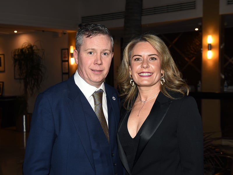 CAPTION: Ciaran Horohoe (Lanesboro) of sponsors Horohoe Construction and his wife Marian Picture: Malcolm McNally Photography