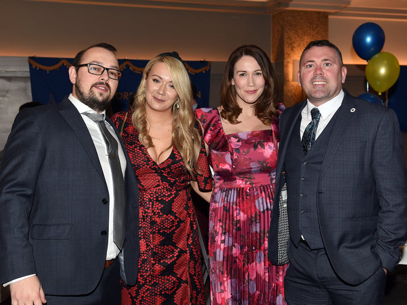 CAPTION: Shane English, Diane Gill and Lora and Ciaran McGann, from Drumlish and Kenagh, pictured at the 66th Longford Association in London annual dinner dance at the Clayton Crown hotel in Cricklewood last Saturday night. Picture: Malcolm McNally Photography
