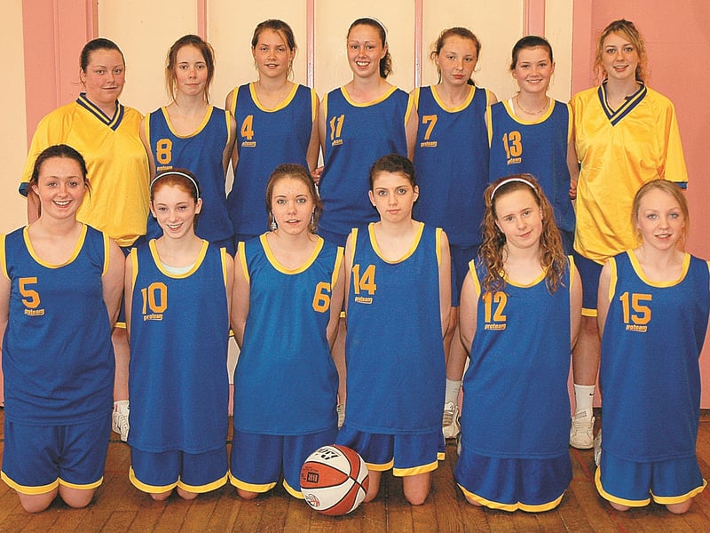Caption: Cnoc Mhuire Granard's second year girls basketball team recently played in the All-Ireland qualifying tournament in the Canon Hayes Centre in Tipperary town. Back row from left, Ciara McAdden, Pauline Parker, Deirdre Monaghan, Sharon Duffy, Sharon Rabbitte, Nicole Wilson and Fiona Gallagher. Front row from left, Jackie Callaghan, Amanda Brady, Donna McGahern, Nicola Smith, Claire Keegan and Olga Reilly.