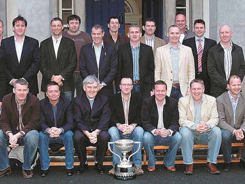 Caption: St Mel's College 1987 Football team reunion - Members of the 1987 All-Ireland winning team pictured at St Mel's reunion at the college