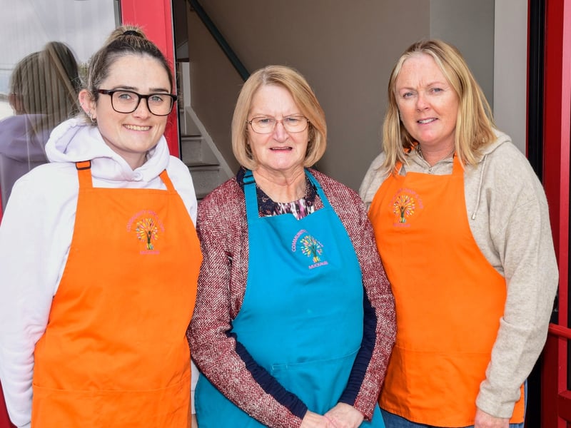 There was also a special guest on the day, former RTE newsreader Eileen Dunne. Eileen has her own special link with Muckalee as her father, RTE presenter and commentator Mick Dunne, visited Muckalee to officially open the then new community hall, many years ago. The shop and café is located across from the school and is open Wednesday to Friday from 9.30am to 4pm and on Saturday from 10am to 12.30pm. It is totally run by volunteers. Chloe Dooley, Ann Cantwell and Michelle Dooley.PICTURE: HARRY REID