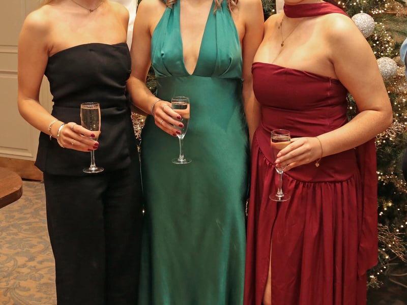 Caption: Eimear and Aisling Scanlon, along with Siobhán Leonard at the Mullinalaghta Ladies Football Club Gala Ball in the Crover House Hotel on Sunday, December 28 Picture: Shelley Corcoran