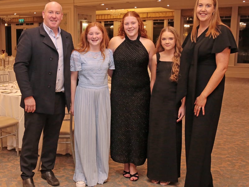 Caption: Dermot, Emma and Lorna McCabe, Katie Brady and Anne Earley at the Mullinalaghta Ladies Football Club Gala Ball in the Crover House Hotel on Sunday, December 28 Picture: Shelley Corcoran