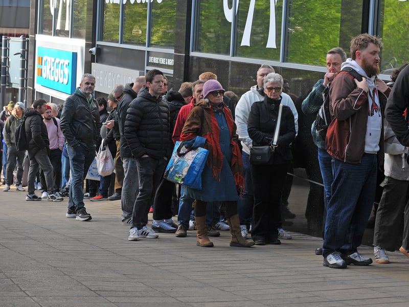 Record Store Day queue at Jumbo Records in the Merrion Centre, Leeds