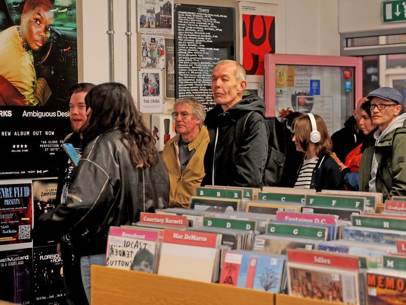 Record Store Day queue inside Jumbo Records in Merrion Centre, Leeds. 