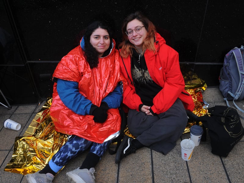 Aycan Mehmec and Abby Reynolds who queued all night at Jumbo Records
