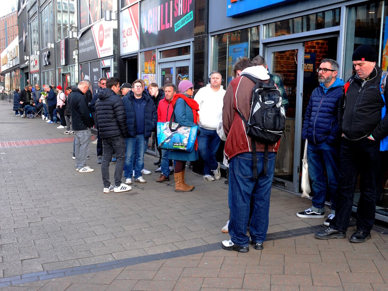 Record Store Day queue at Jumbo Records, Merrion Centre in Leeds