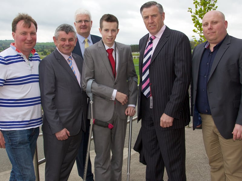 Caption: Liam Holton of Punchestown with Martin Skelly, John Bannon, jockey Brian Cooper, Jack Sheedy, and John Lynch.