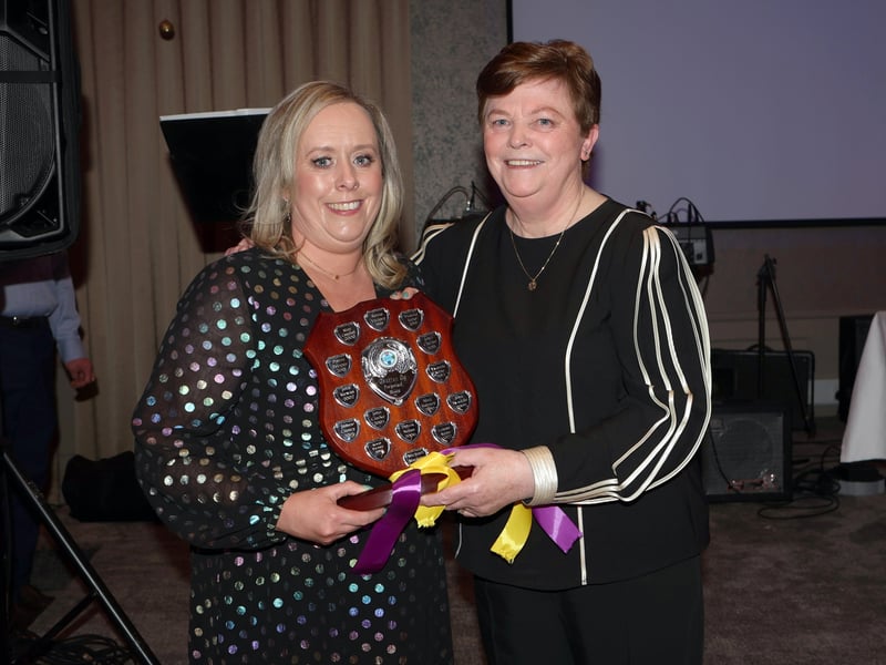CAPTION: Geraldine Kane (left) receives the Grattan Og's Club Person of the Year award from Ann Victory, joint club President