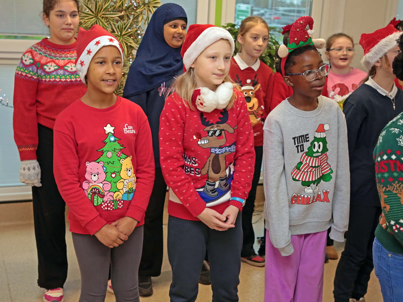Caption: St Joseph's NS students wore a variety of festive jumpers for the occasion