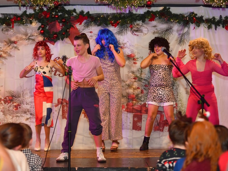 Caption: Colehill National School had their very own 'Spice Girls' performing the Toy Show in The Rustic Inn, Abbeyshrule, a fundraiser towards the development of a new astro turf playground at the school Pictures: Frank McGrath