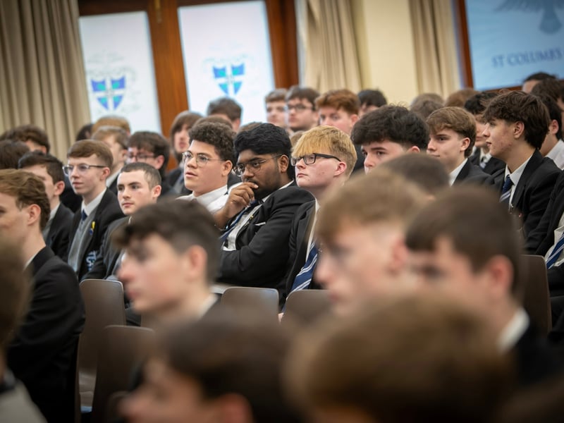 A section of the Year 14 students at Wednesday's event in St. Columb's College.