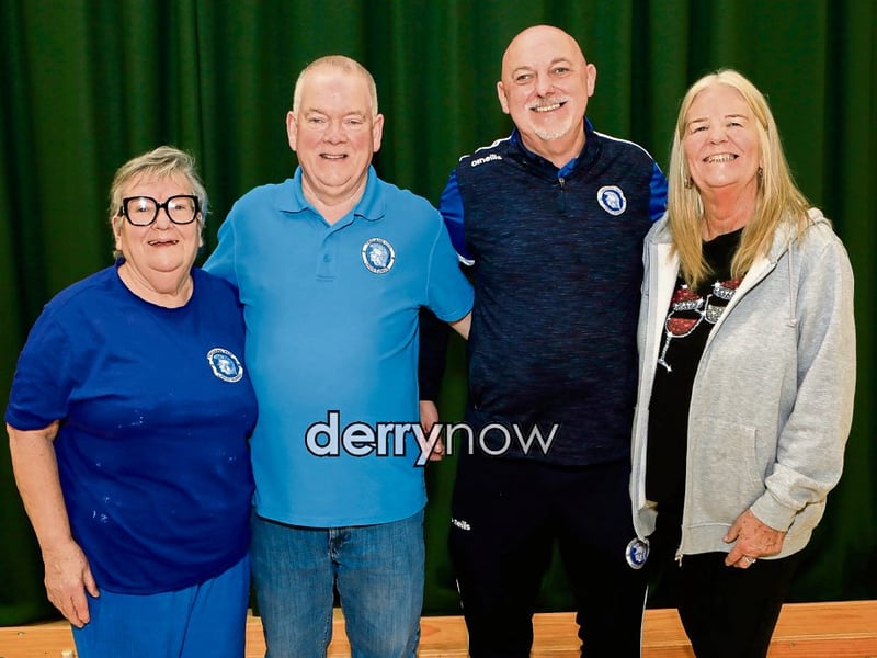 Club president Kitty Wright, Raymond Carton, Paul Doherty and Joan Oulton at Trojans annual presentation of awards held in Cecilia's College. (Photos - Tom Heaney, nwpresspics)