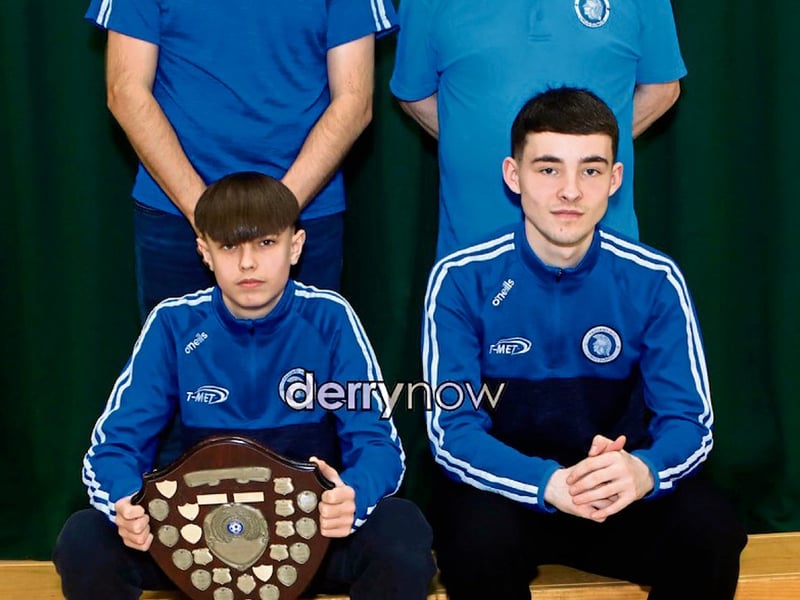 Raymond Carton and Marty McClafferty, with Corey McClafferty Clubman of the Year Award and Cormac Kelly the Andrew Gillespie Cup.