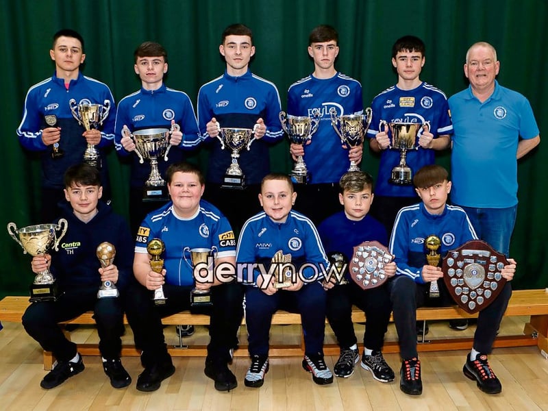 Raymond Carton with Top Awards winners at Trojans annual presentation of awards held in Cecilia's College. 