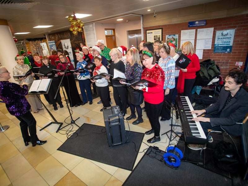 The fantastic Momentum Choir performing at the Derry Credit Union's Santa Saturday event.