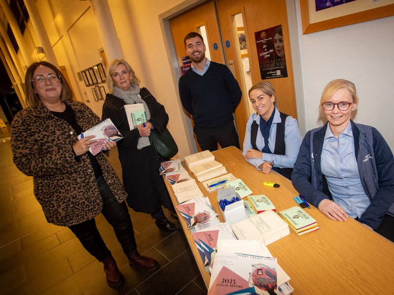 Group pictured at Monday's Derry Credit Union AGM at St. Mary's College. From left, Christine Baker, Geraldine O'Doherty, John Sheerin, Danielle Crossan and Donna Quigley.