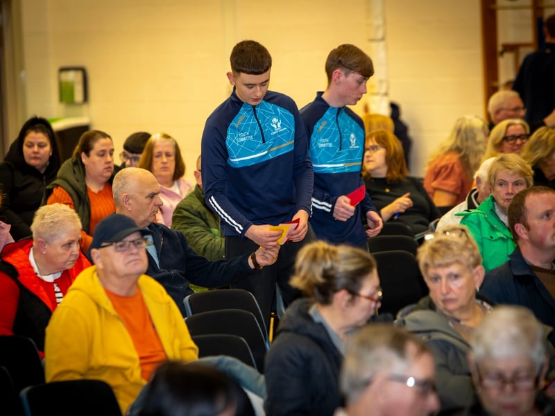 Members of the Derry Credit Union Youth Committee helping out at Monday's AGM in St. Mary's College.