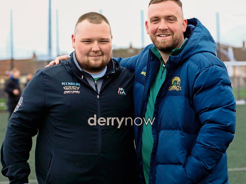 Cathir McConnell, organiser with referee Adam McDaid.