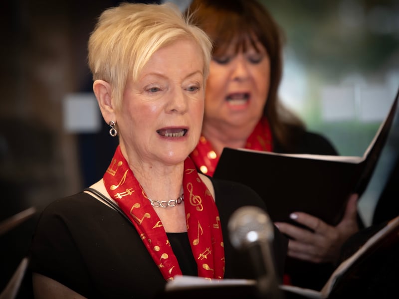 A member of the Momentum Choir performing during Saturday's Credit Union celebrations.