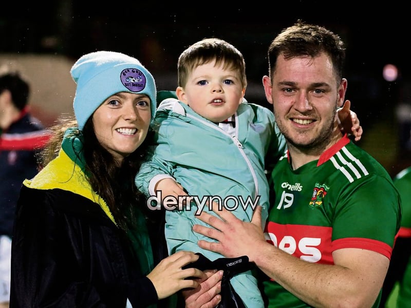 Slaughtmanus' Ronan Cooke celebrating with his family.