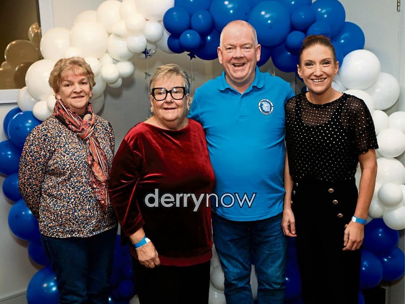 Kitty Wright, president, Trojans FC with Pauline Doherty and from right, Clare Gurney and Raymond Carton.
