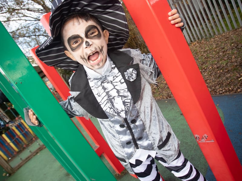 Young Pablo gets into the Halloween swing at Greenhaw PS on Friday.