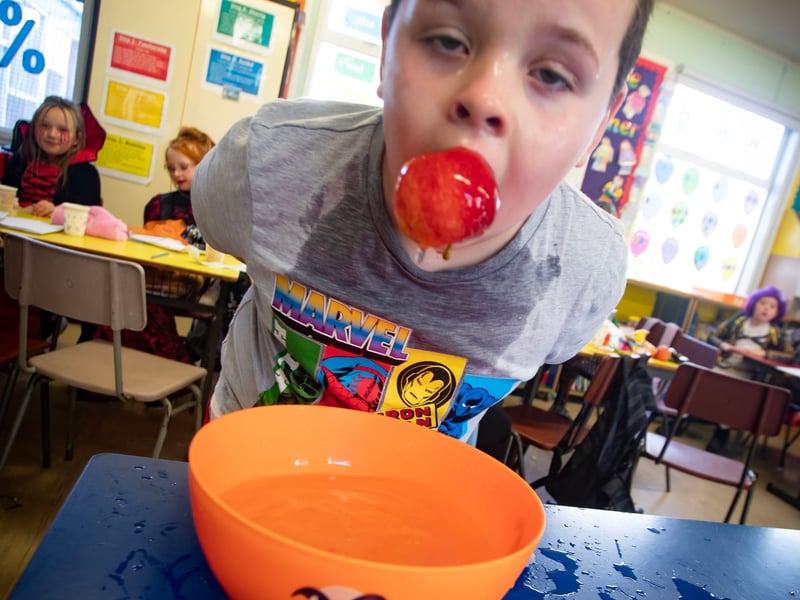 Jake showing off his apple capturing skills on Friday.
