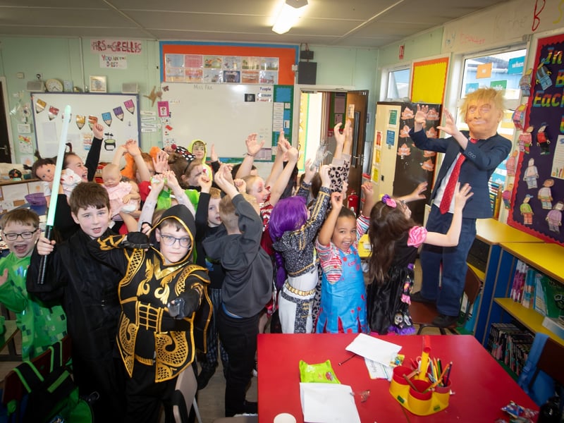 Donald Trump holding a protest in Ms. Pike's P4 class on Friday.