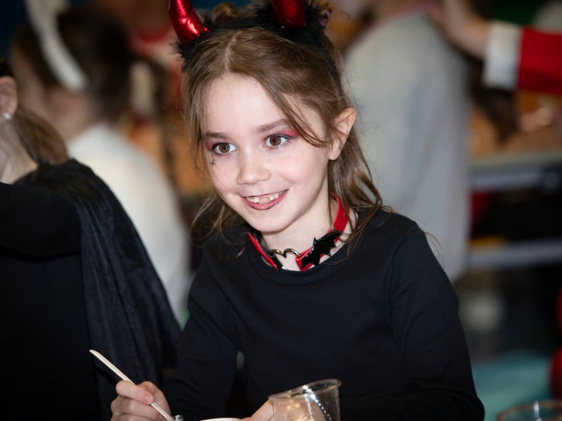 P3 pupil Anna pictured in full costume on Friday at Greenhaw PS.